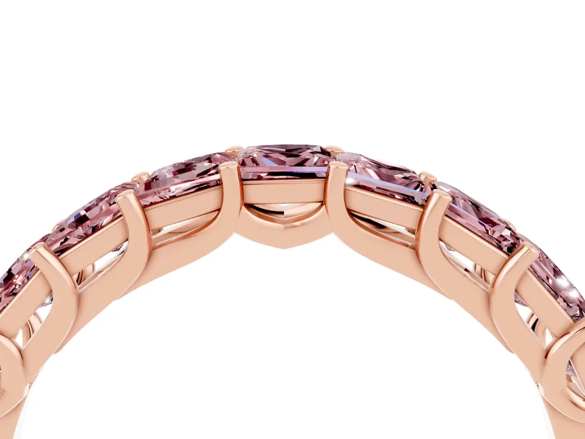 Princess Cut Morganite Channel-Set Eternity Band with Prong Setting Rose gold