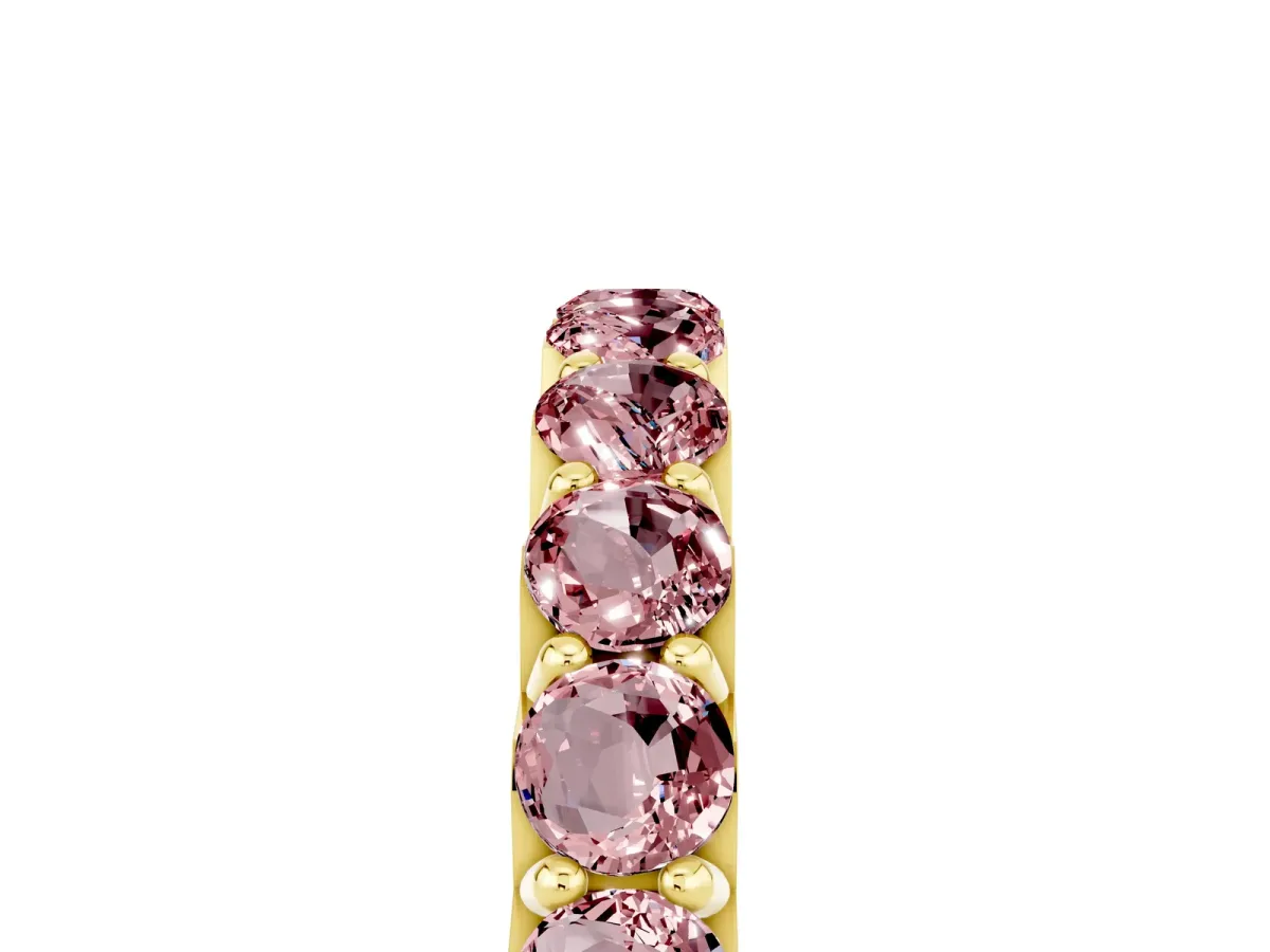 Round Morganite Half Eternity Band with Classic Prong Setting Yellow gold