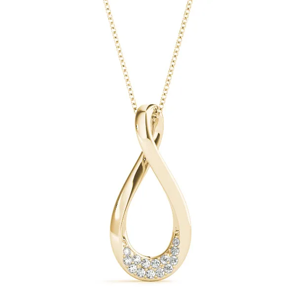 Pavé Round Diamond Teardrop Pendant Yellow gold