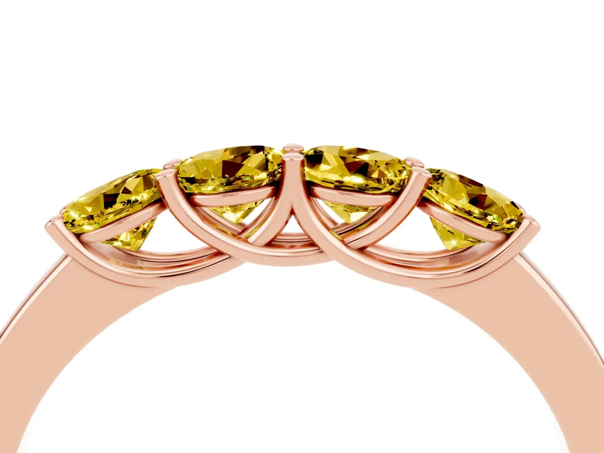 Four-Stone Round Yellow Sapphire Prong-Set Band Rose gold