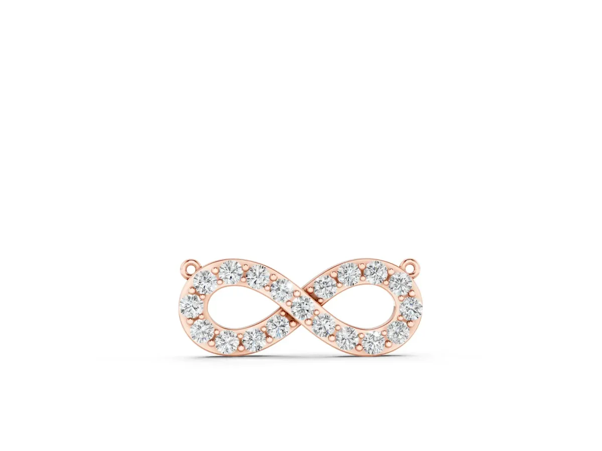 Infinity Pendant with Round Cut Diamonds in Pavé Setting Rose gold