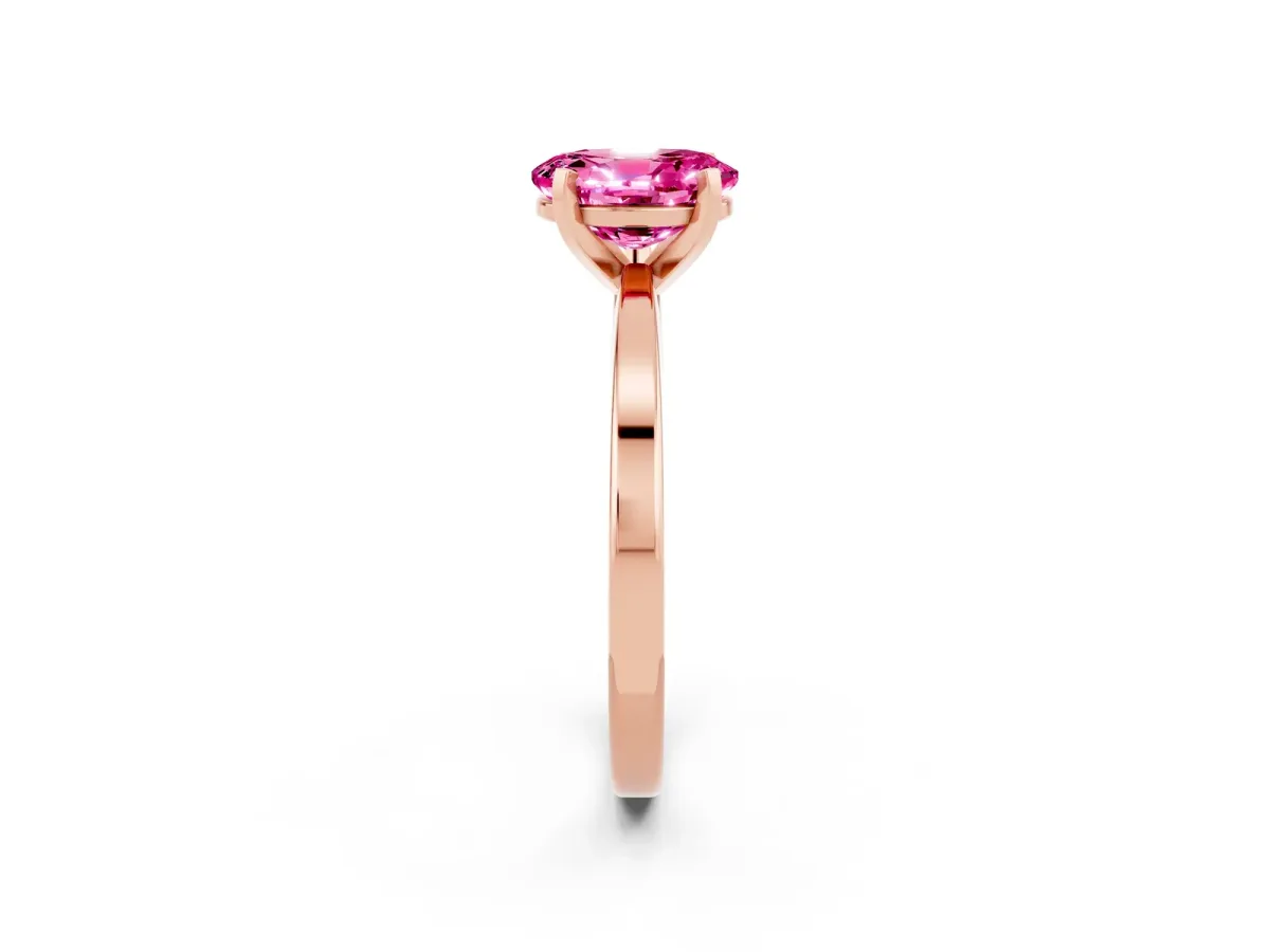 Oval Cut Pink Sapphire Solitaire Engagement Ring with Classic Band and Four-Prong Setting Rose gold