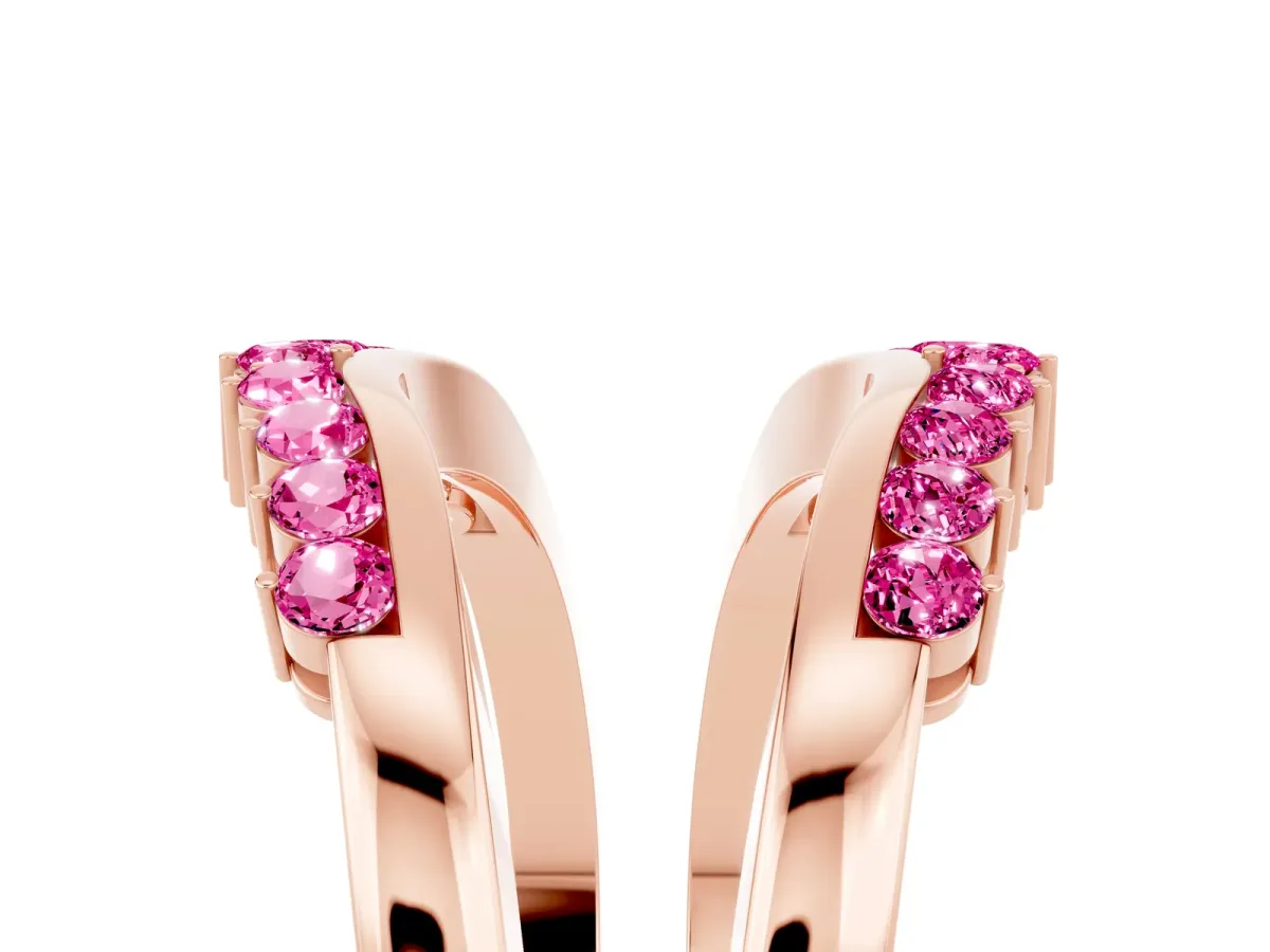 Round Pink Sapphire Chevron Contour Band with Prong Setting Rose gold