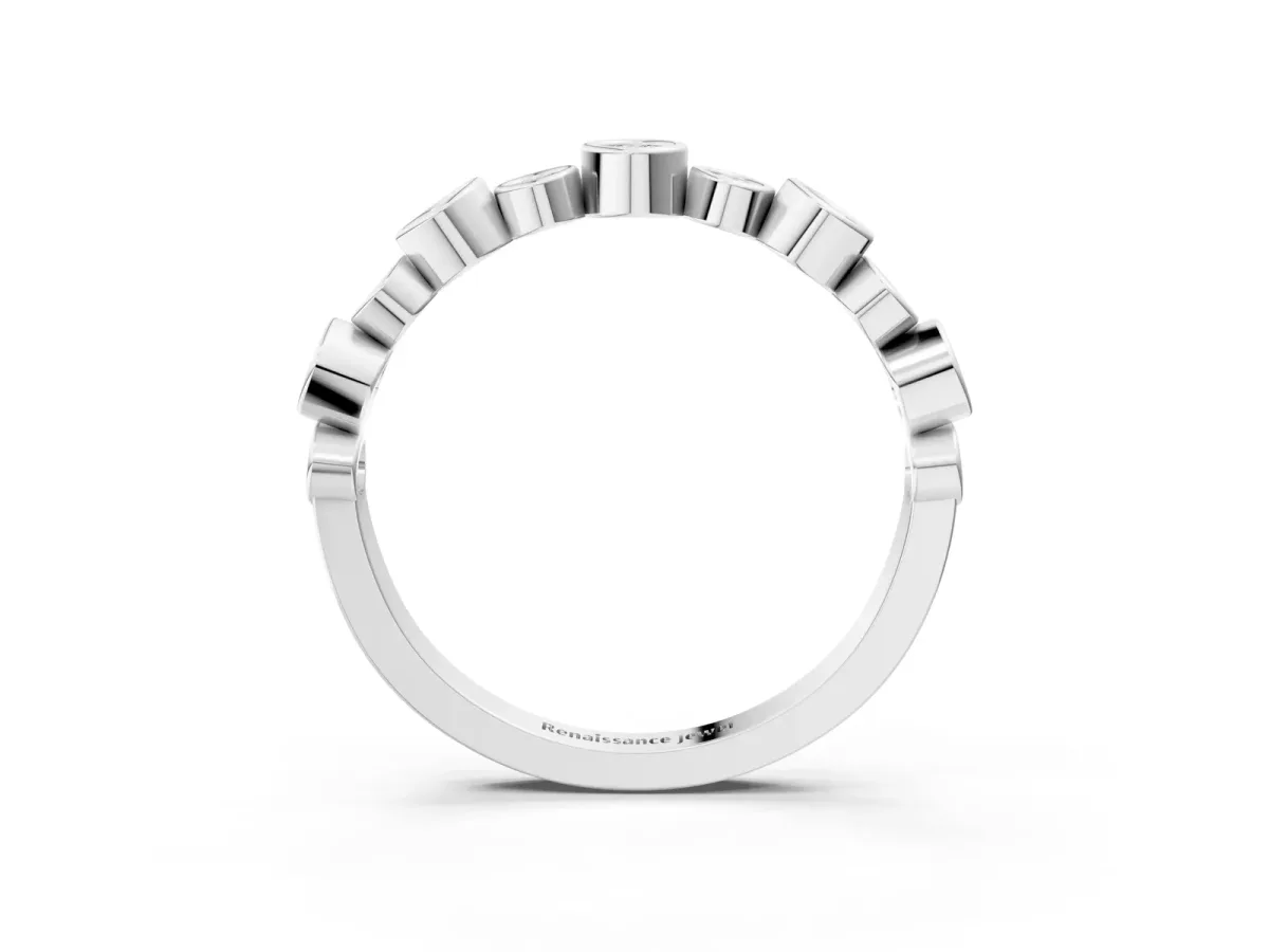 Bezel Set Round Diamond Half Eternity Band White gold