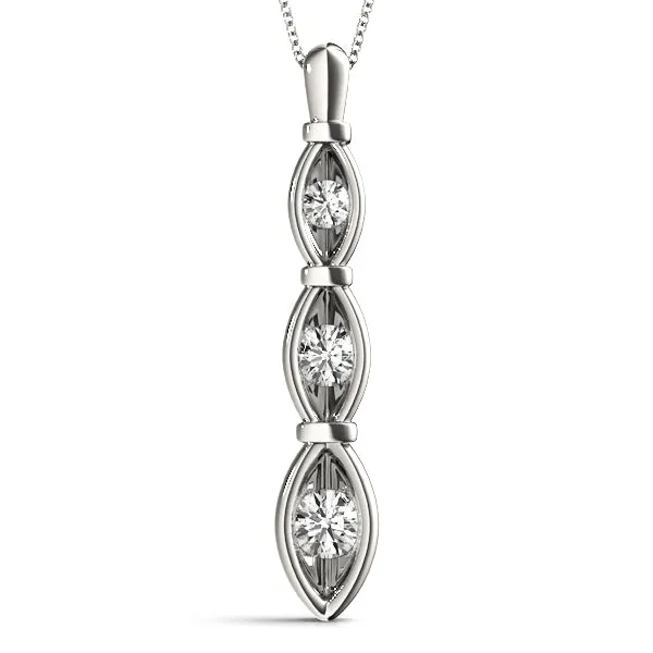 Marquise Diamond Bar Pendant with Bezel Setting White gold
