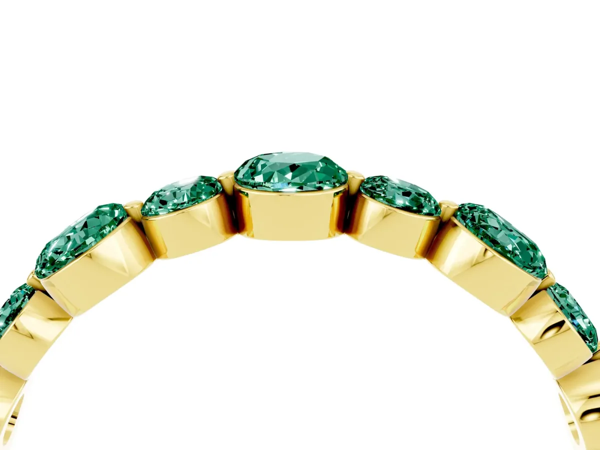 Round Green Sapphire Scalloped Prong Set Eternity Band Yellow gold