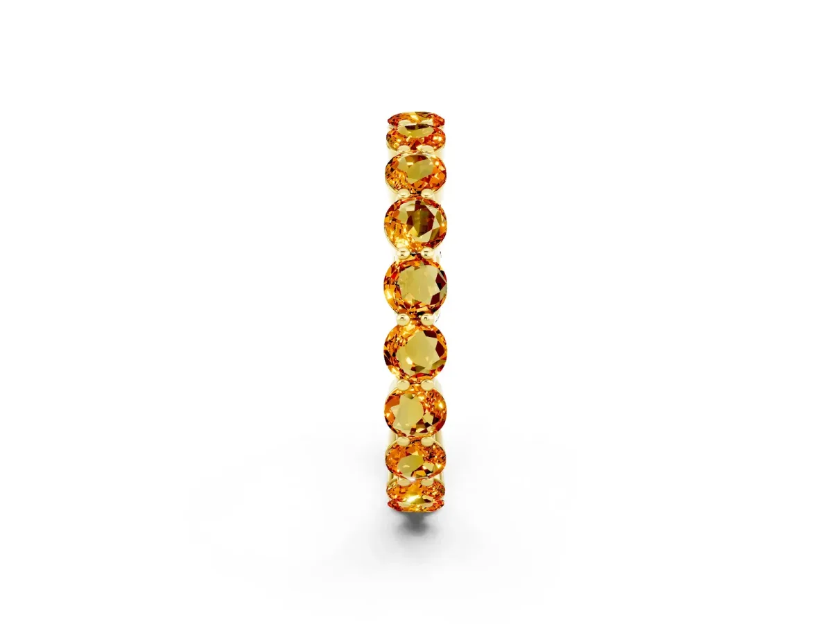 Round Citrine Eternity Band with U-Prong Setting Yellow gold