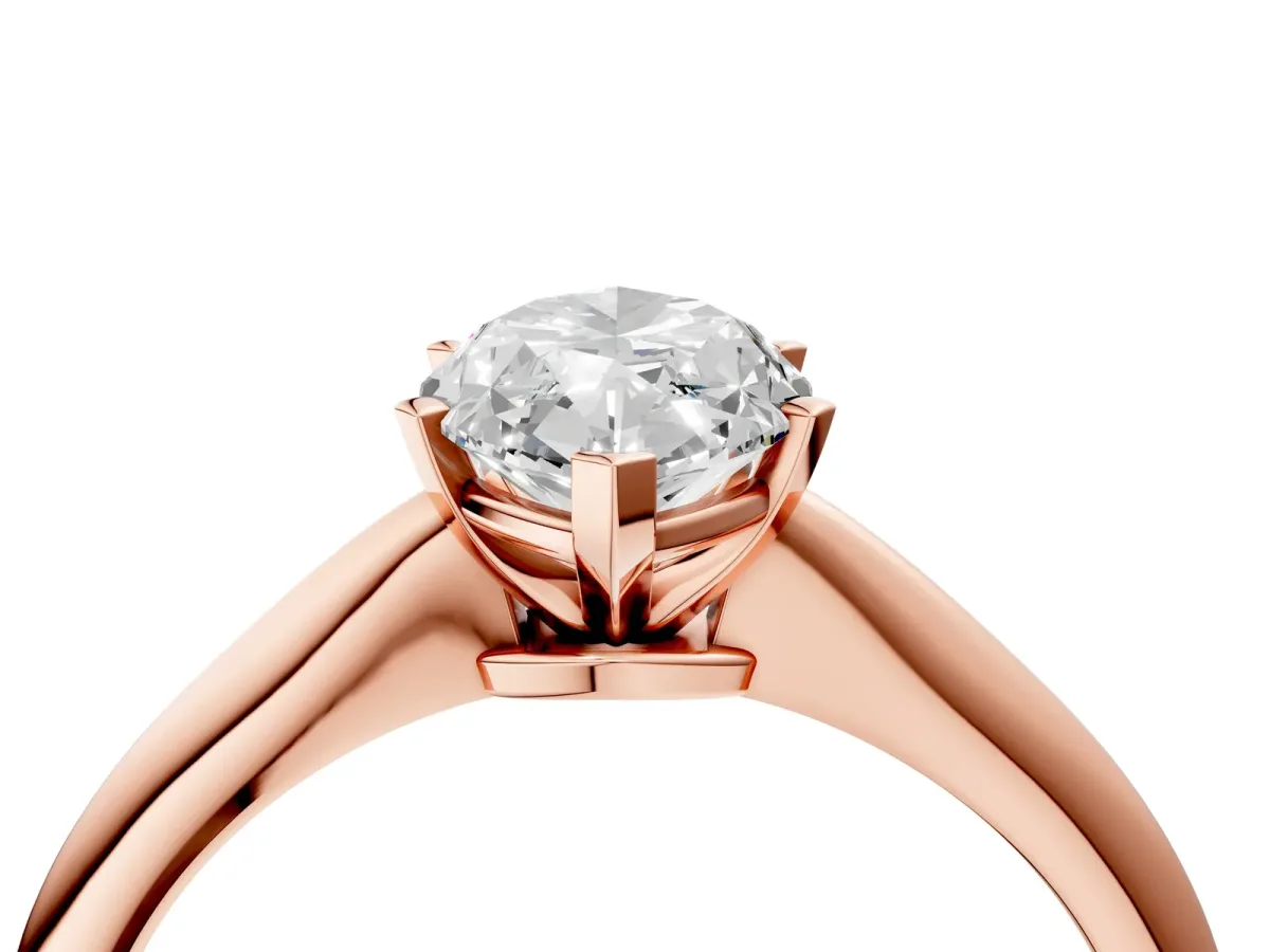 Marquise Cut Diamond Solitaire Engagement Ring with Classic Band and Four-Prong Setting Rose gold