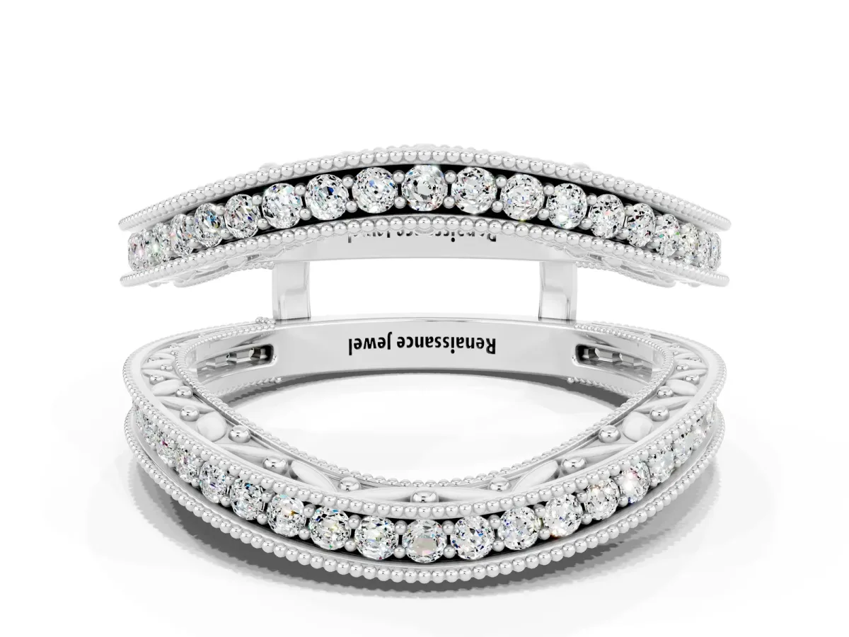 Round Moissanite Milgrain Eternity Band with Channel Setting Platinum