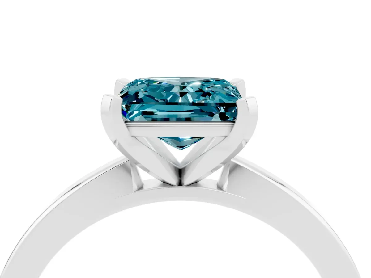 Princess Cut Blue Topaz Solitaire Engagement Ring with Classic Band and Four-Prong Setting Silver