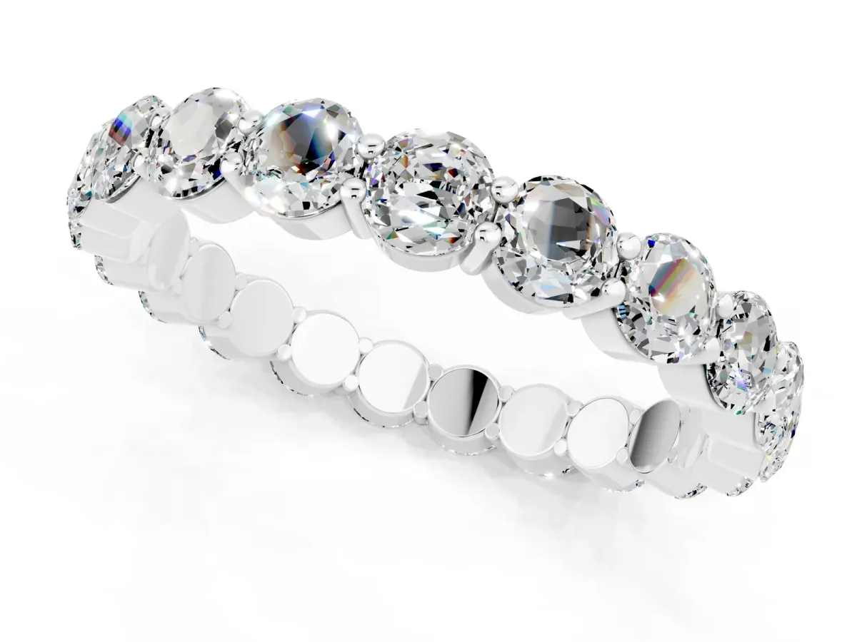 Round Moissanite Eternity Band with U-Prong Setting Silver