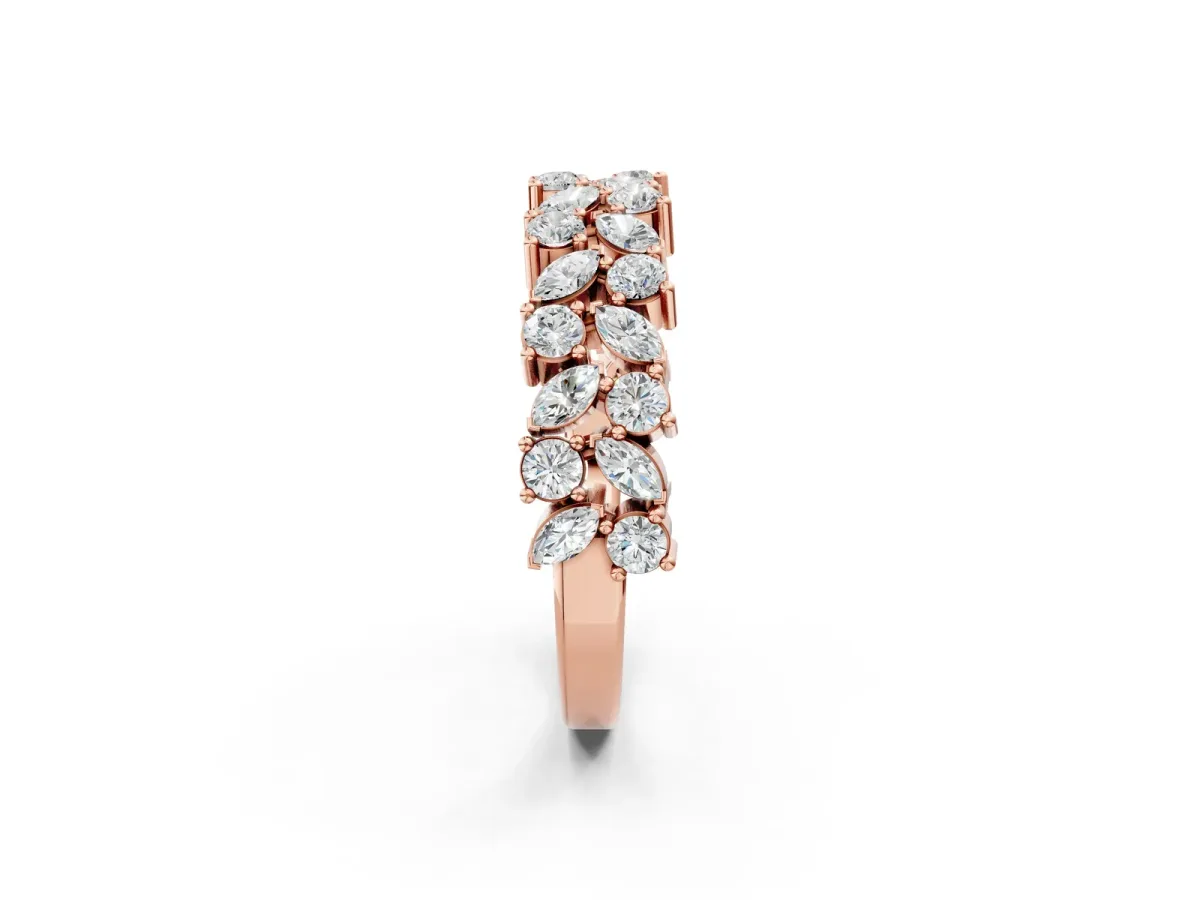Pave Marquise and Round Diamond Eternity Band with Prong Setting Rose gold