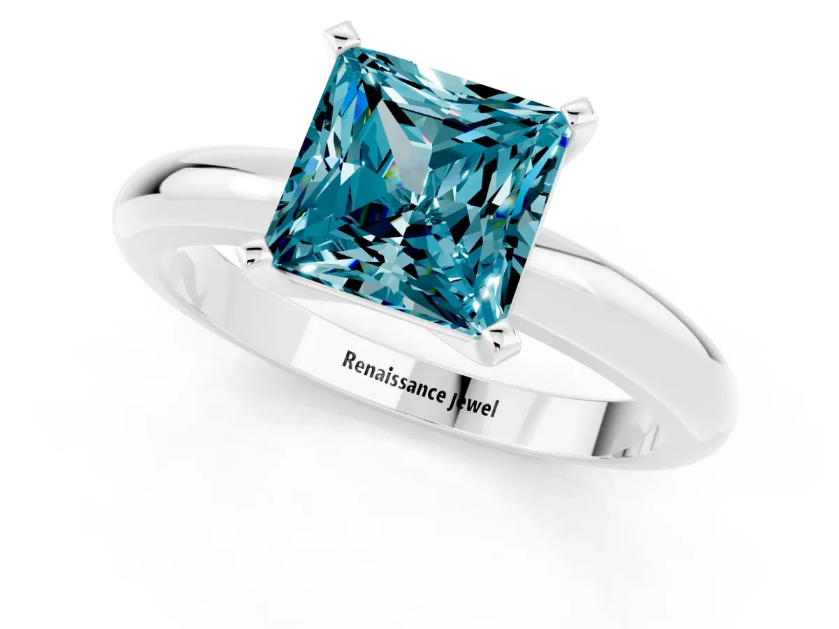 Radiant Diamond Engagement Ring with Pear and Round Side Stones Platinum