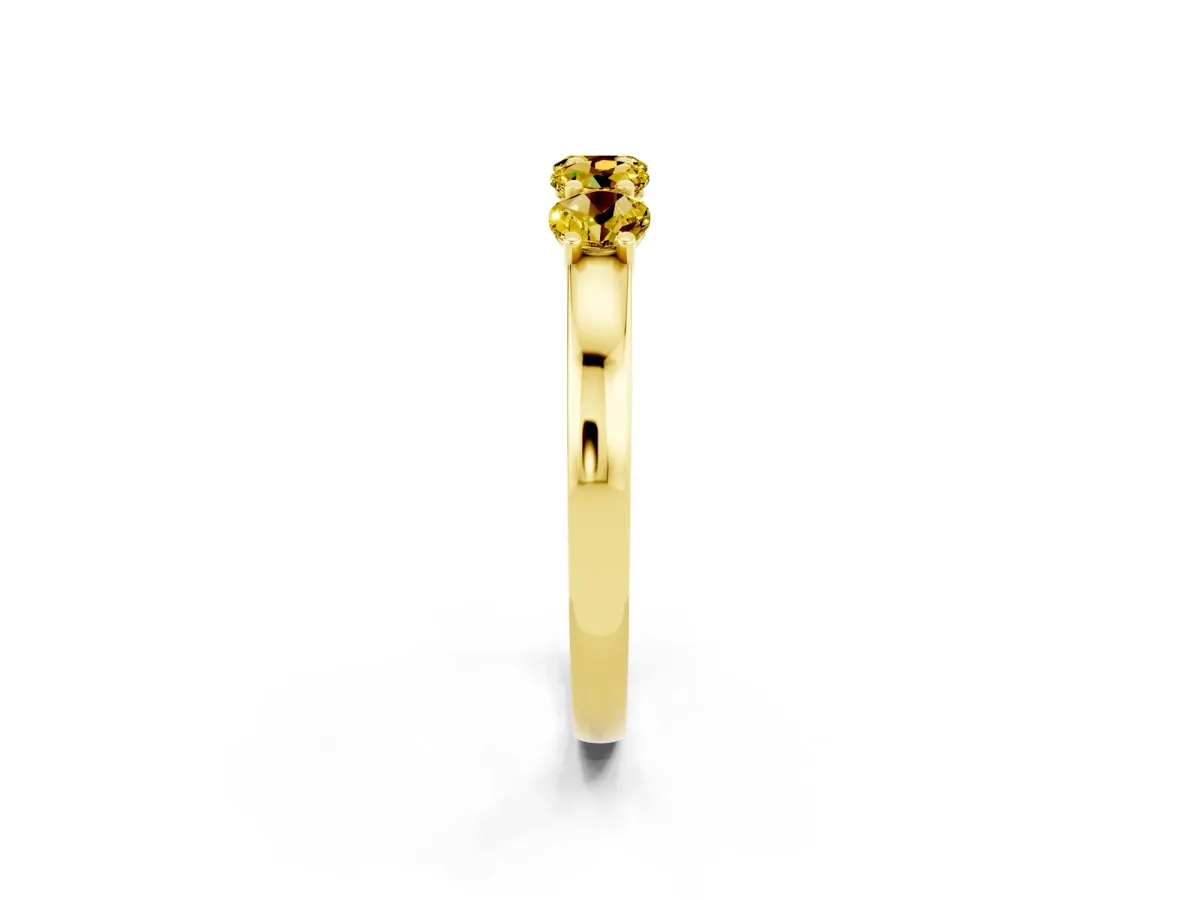 Four-Stone Round Yellow Sapphire Prong-Set Band Yellow gold