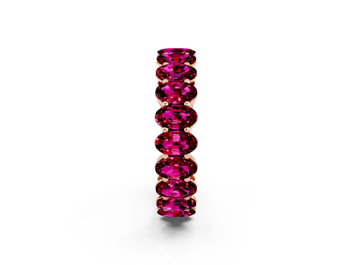 Oval Cut Garnet Eternity Band with Shared Prong Setting Rose gold