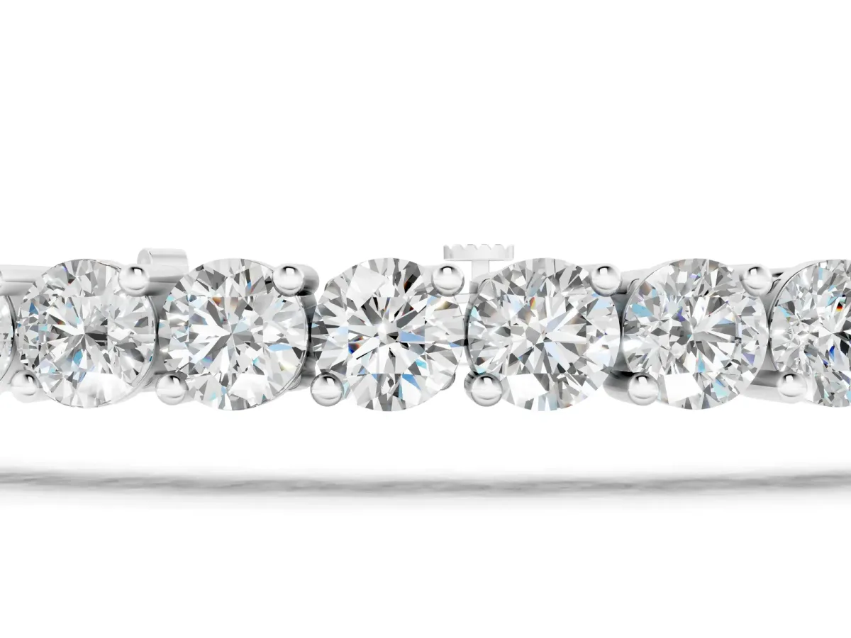 Round Diamond Tennis Bracelet with Prong Setting and Box Clasp Silver