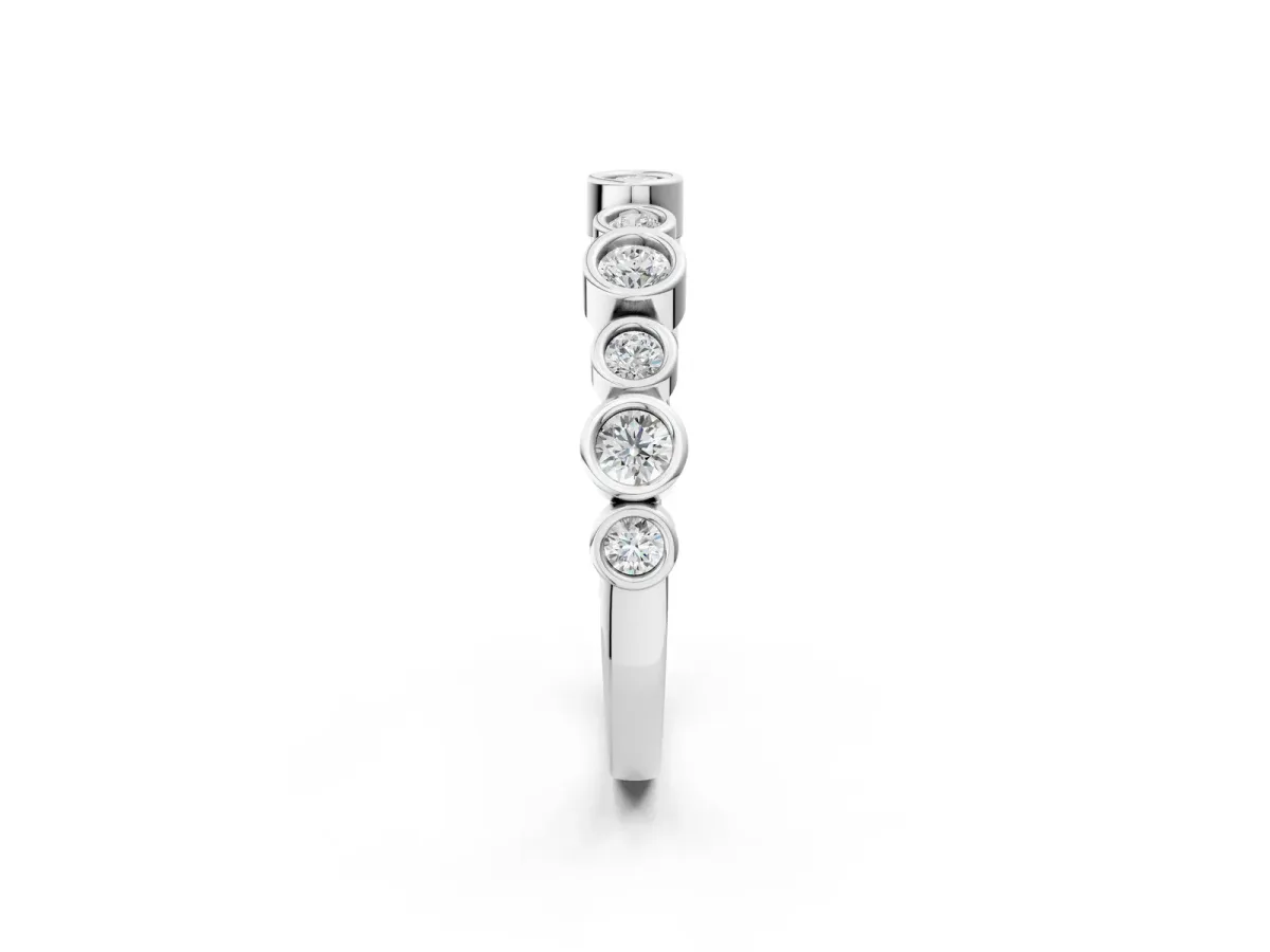Bezel Set Round Diamond Half Eternity Band White gold