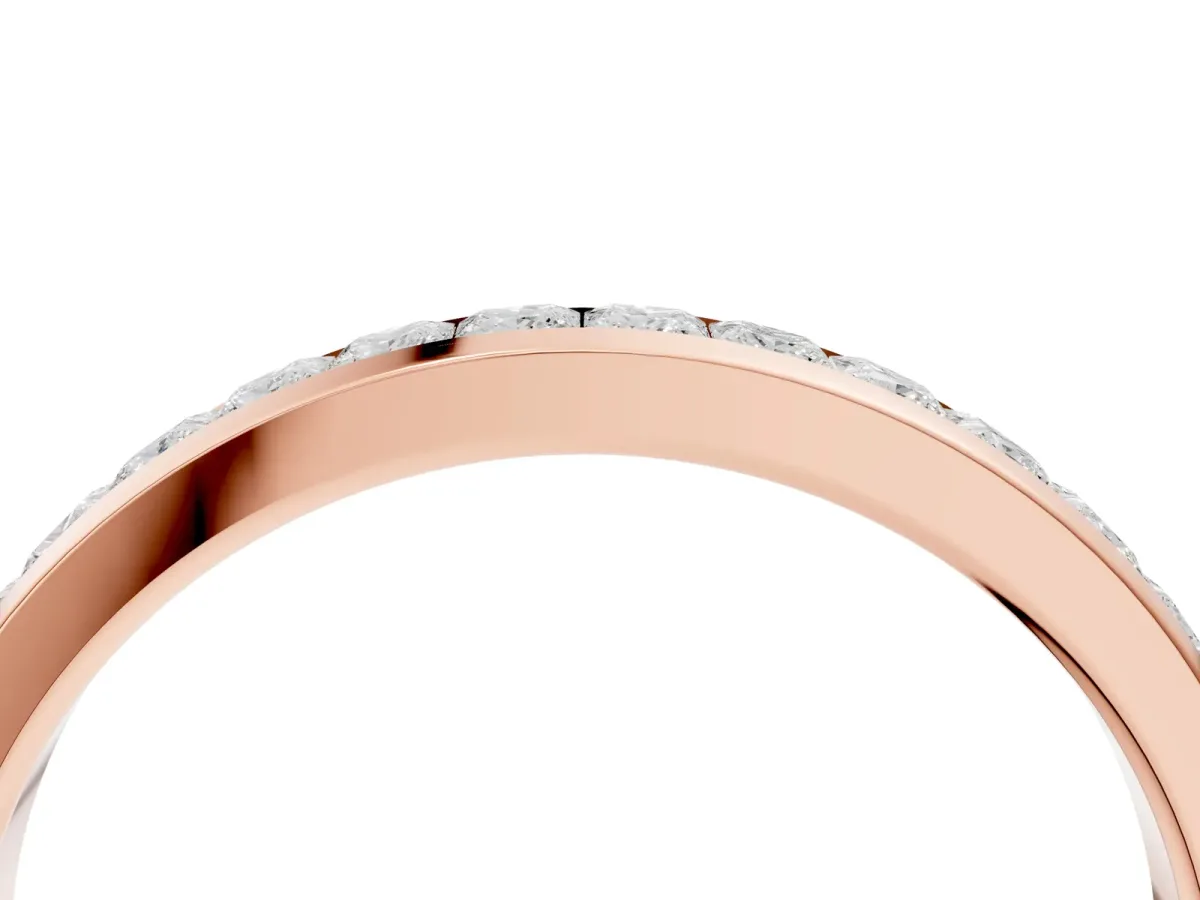 Princess Cut Channel Set Diamond Eternity Band Rose gold