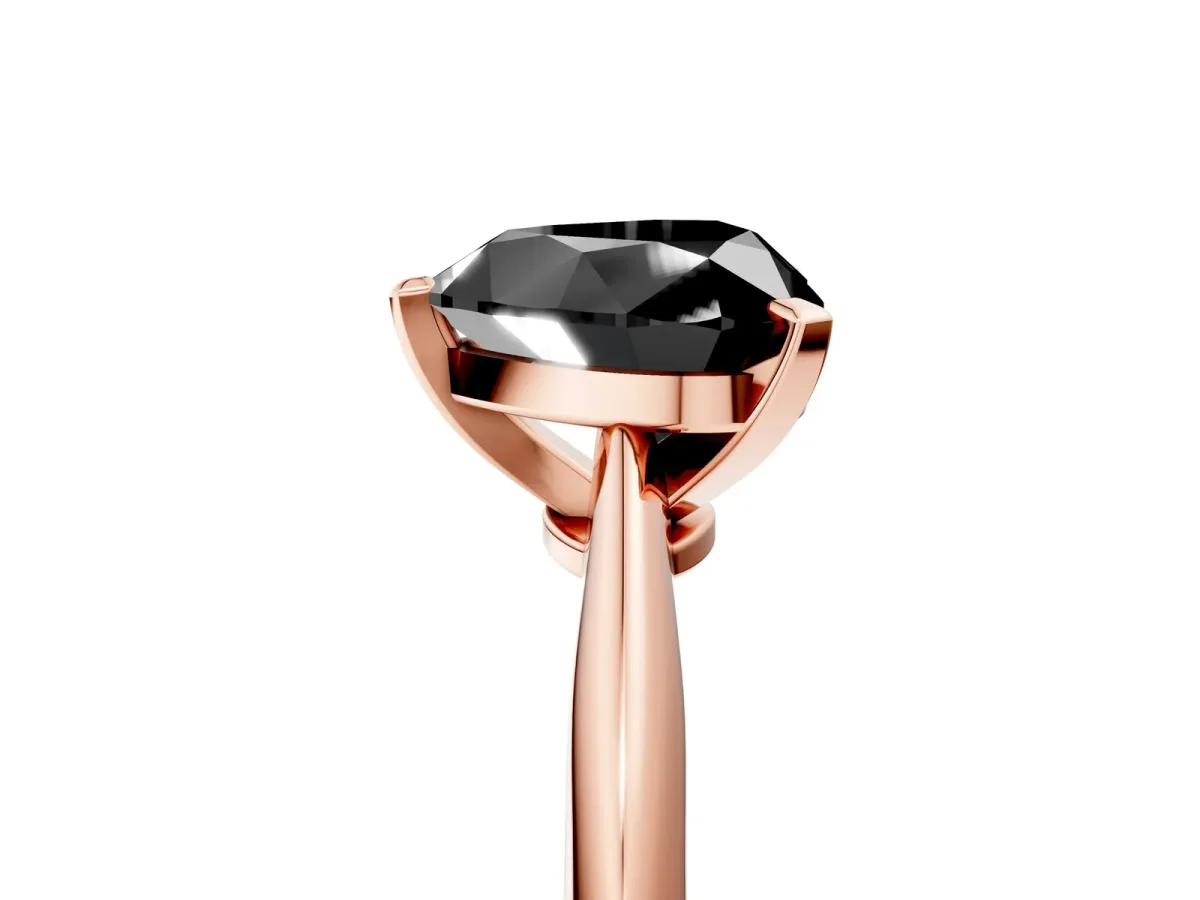 Fancy Black Heart Cut Diamond Solitaire Engagement Ring with Classic Band and Four-Prong Setting Rose gold