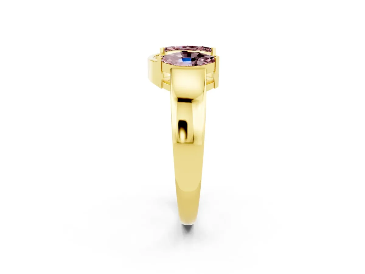 Marquise Morganite Open Band Ring with Tension Setting Yellow gold