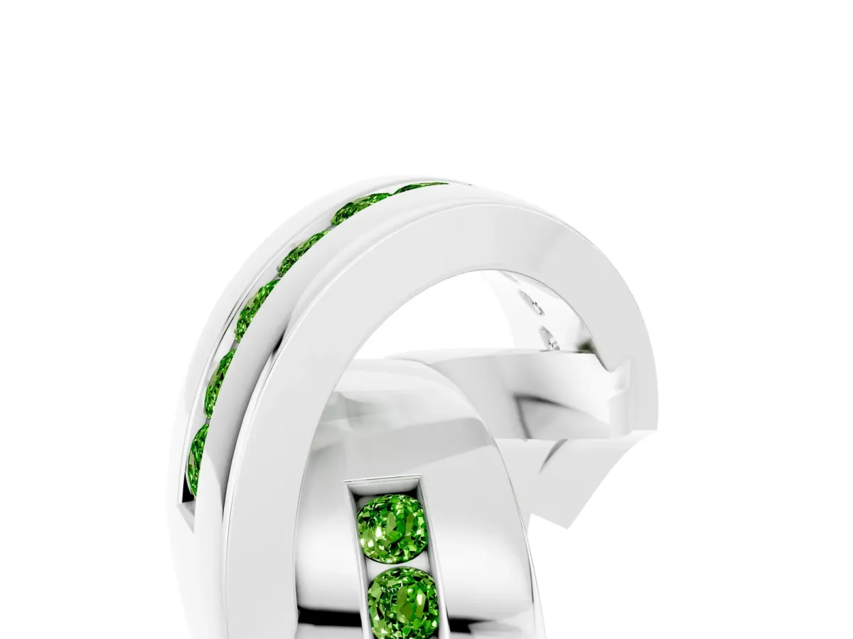 Pavé Round Peridot Crossover Band with Channel Setting White gold