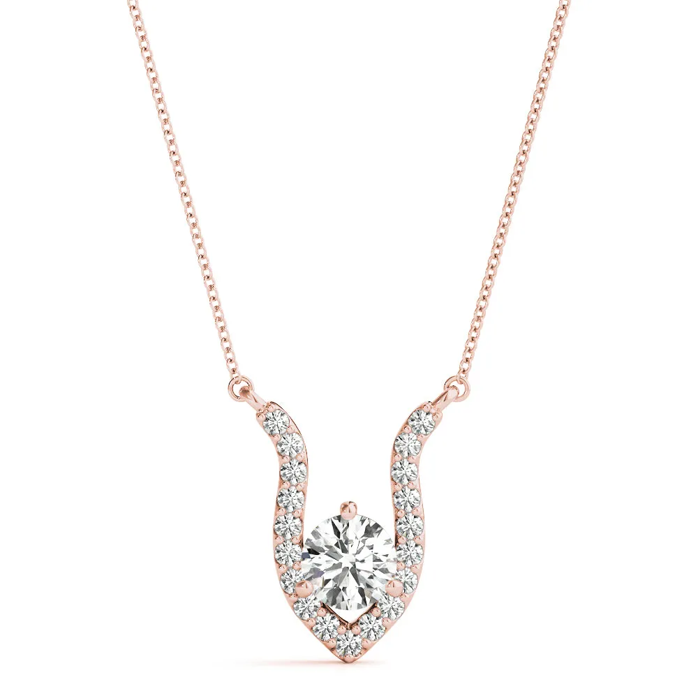 Round Brilliant Halo Prong-Set Pendant Rose gold