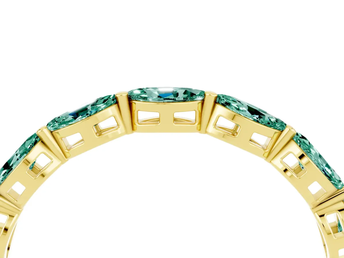 Marquise Green Sapphire Eternity Band with U-Prong Setting Yellow gold
