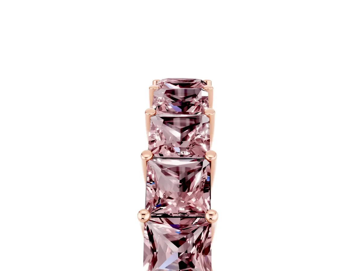 Princess Cut Morganite Channel-Set Eternity Band with Prong Setting Rose gold