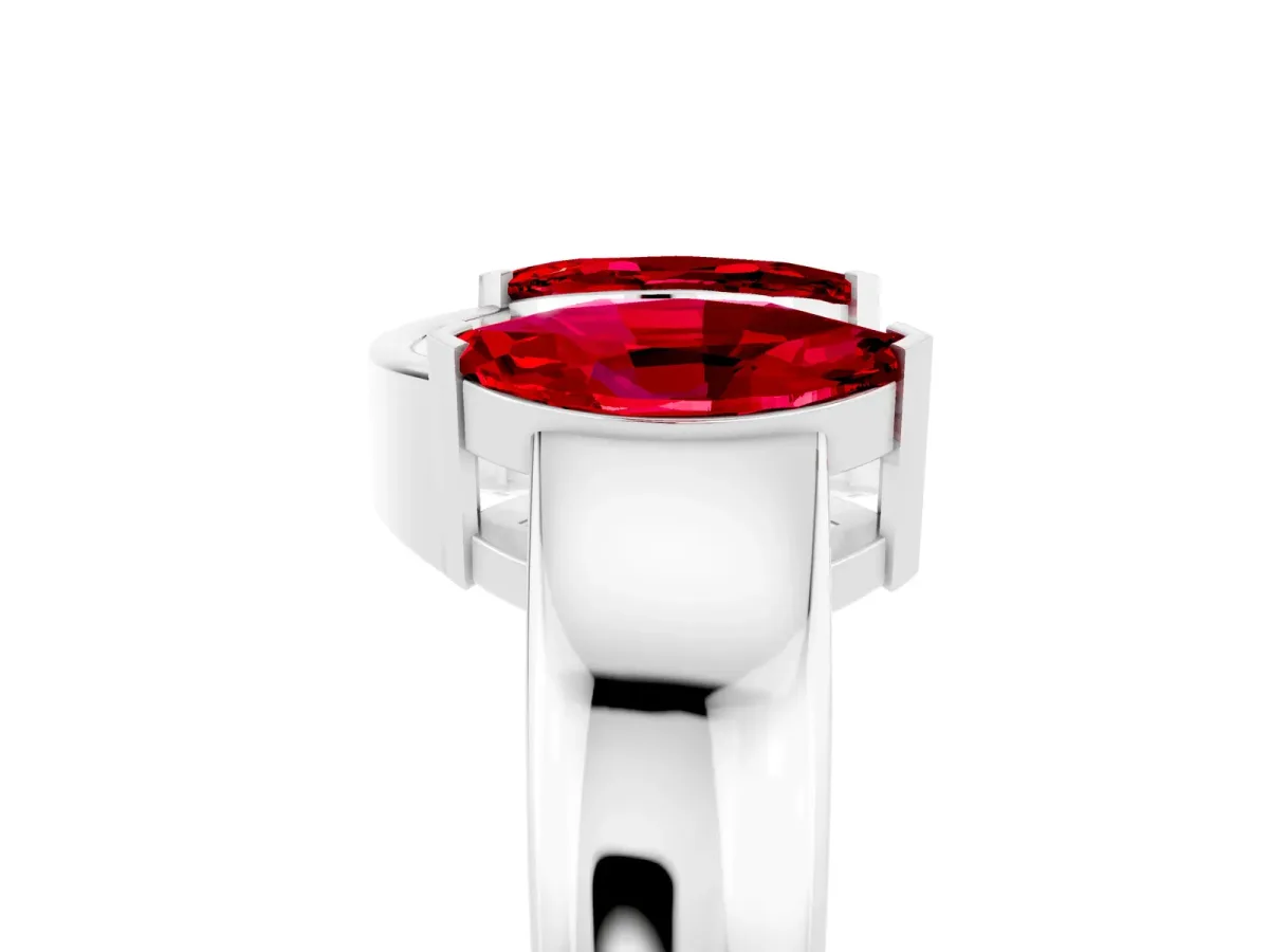 Marquise Ruby Open Band Ring with Tension Setting White gold