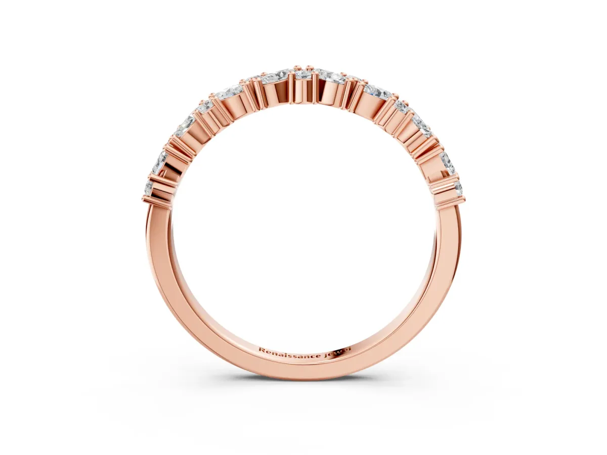 Marquise and Round Diamond Vine Eternity Band with Prong Setting Rose gold