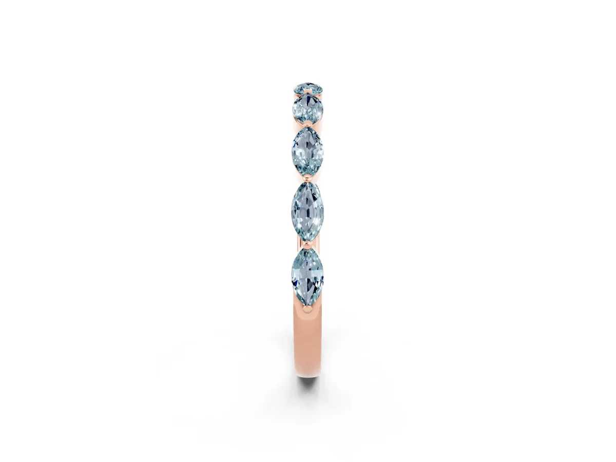 Marquise Aquamarine Half Eternity Band with Prong Setting Rose gold