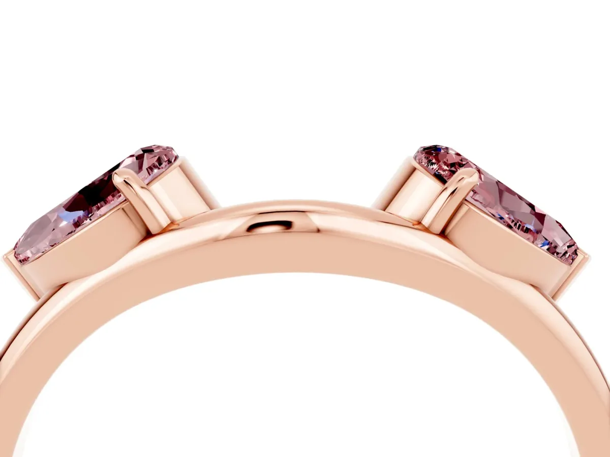 Two-Stone Pear Morganite Bypass Ring with Prong Setting Rose gold