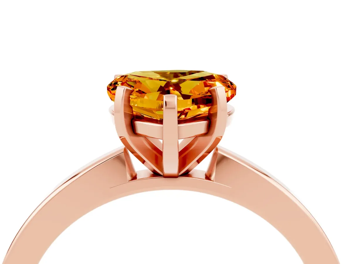 Heart Cut Citrine Solitaire Engagement Ring with Classic Band and Four-Prong Setting Rose gold