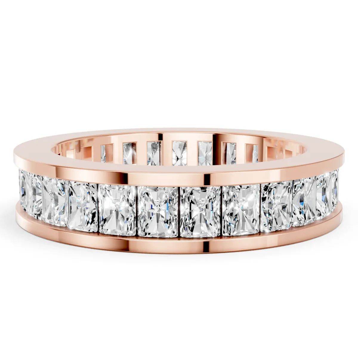 radiant Cut eternity band with channel set Rose gold