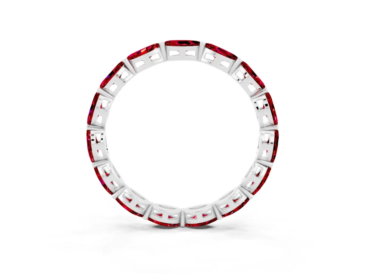 Marquise Ruby Eternity Band with U-Prong Setting Platinum