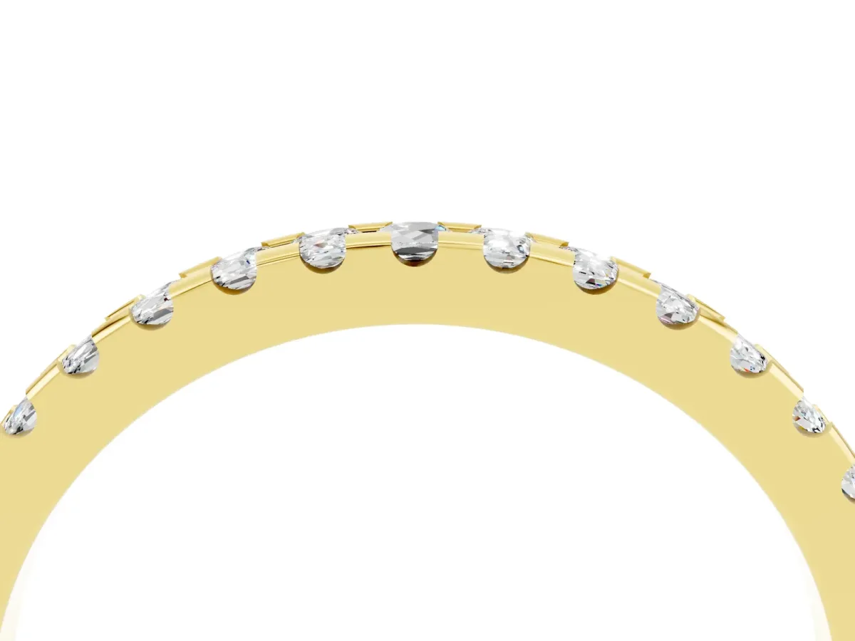 Round Moissanite Pavé Set Eternity Band with Micro Prong Setting Yellow gold