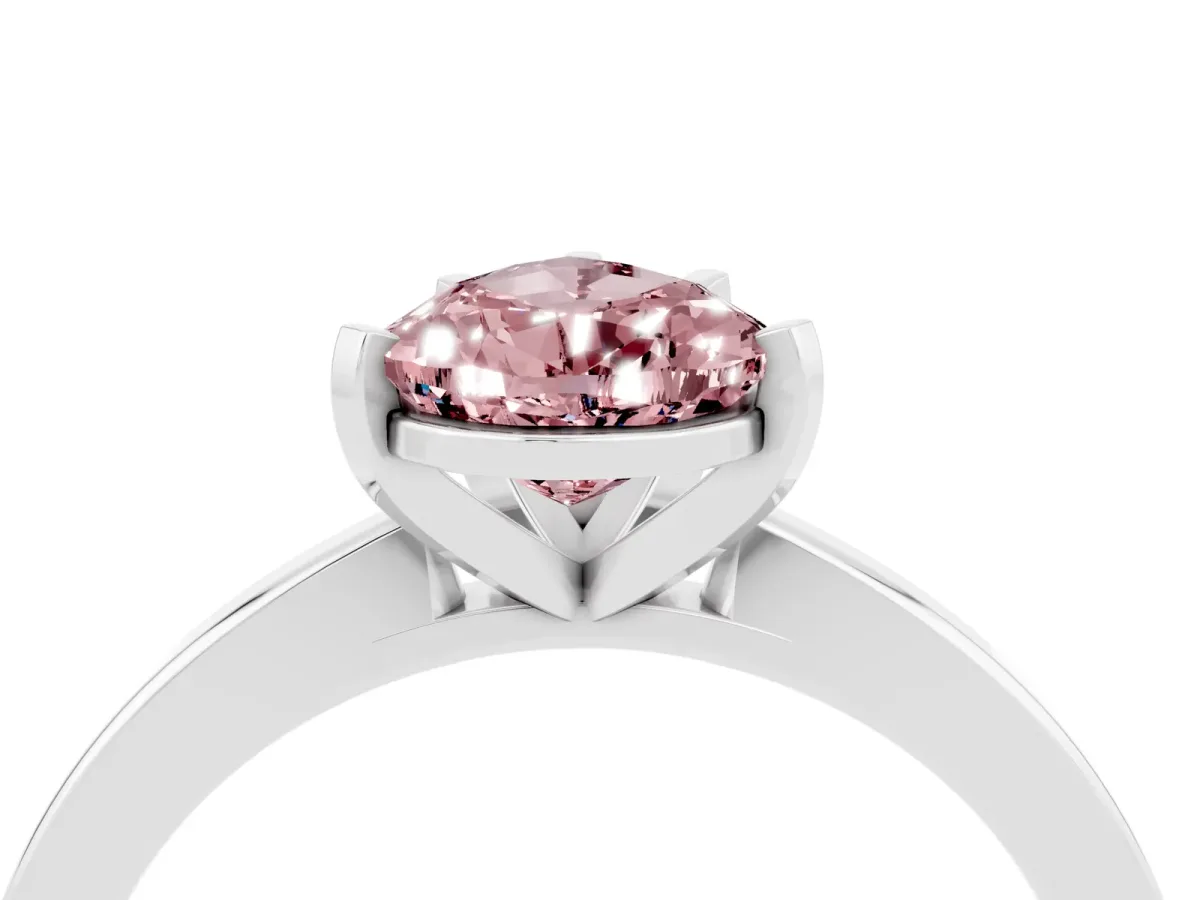 Pear Cut Morganite Solitaire Engagement Ring with Classic Band and Four-Prong Setting White gold