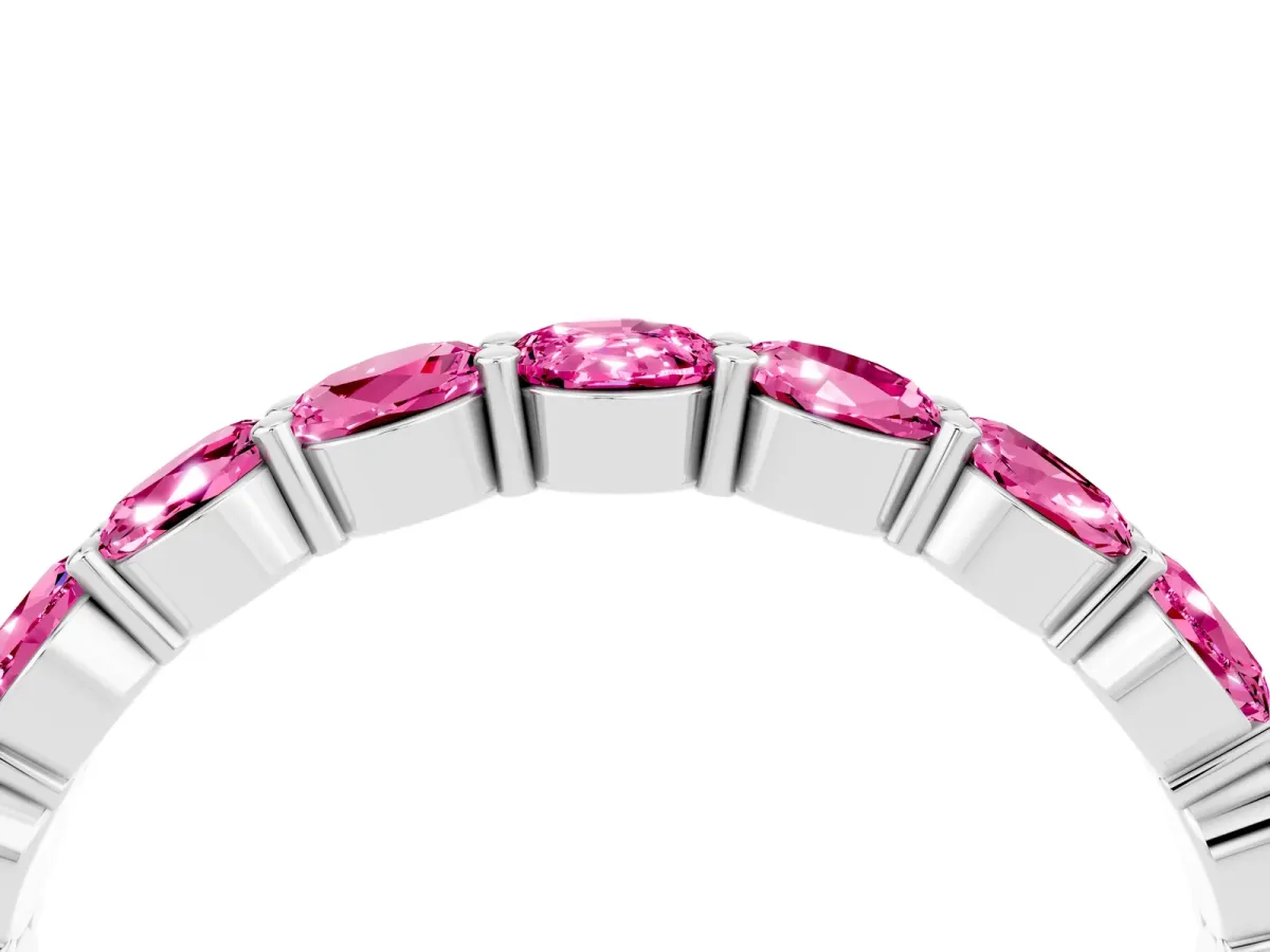 Round Pink Sapphire Eternity Band with U-Prong Setting White gold