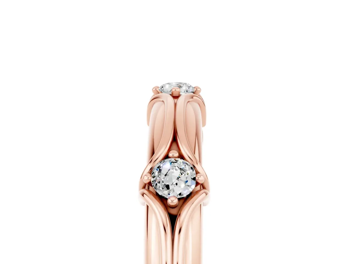 Round Moissanite Prong Set Milgrain Eternity Band Rose gold