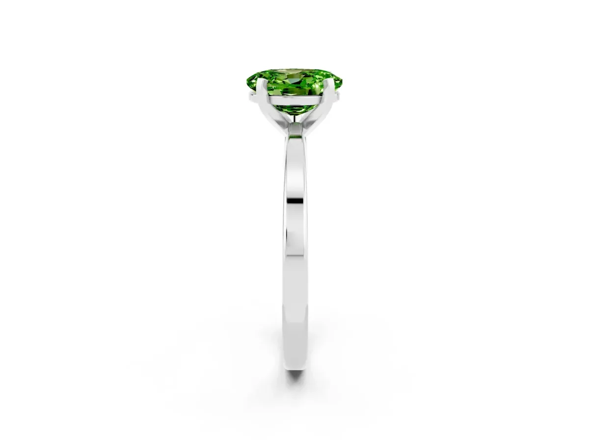 Oval Cut Peridot Solitaire Engagement Ring with Classic Band and Four-Prong Setting Platinum