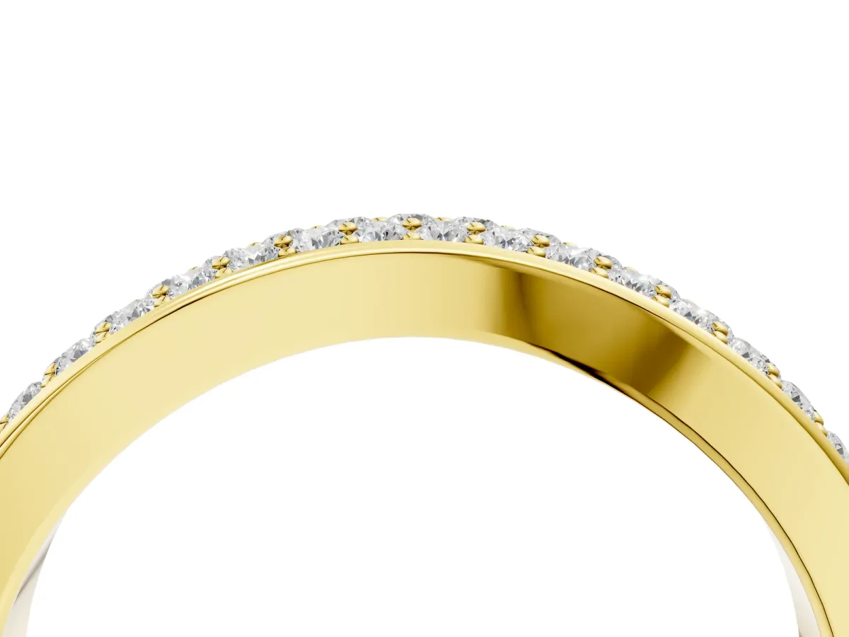 Pavé Round Diamond Contour Band Yellow gold