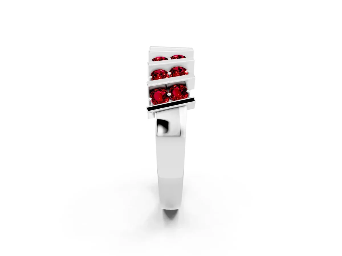 Channel Set Round Ruby Anniversary Band with Vertical Prongs White gold