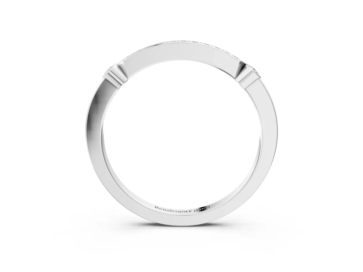 Pavé Round Diamond Bar Station Ring with Channel Setting Platinum