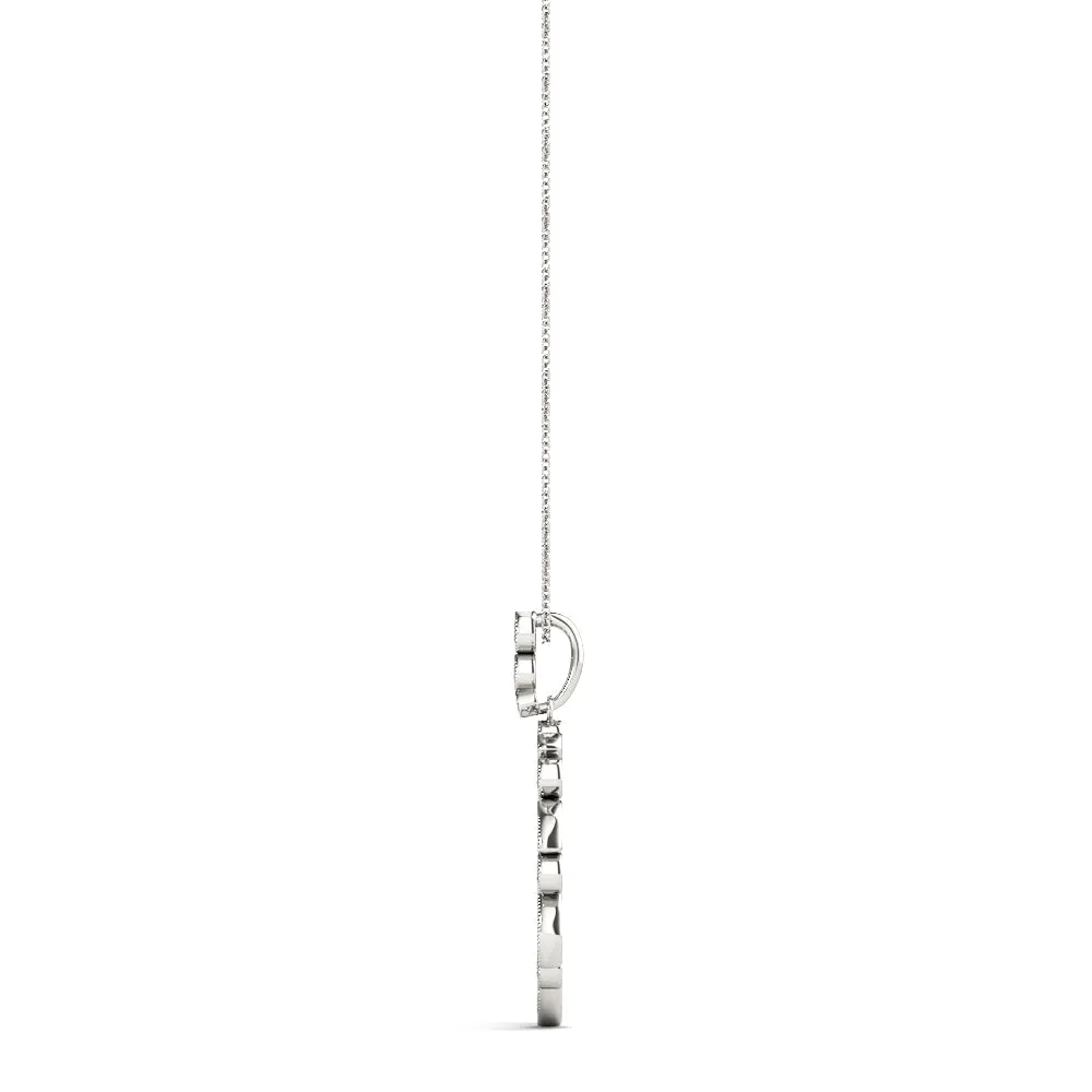 Round and Marquise Diamond Circle Pendant with Bezel and Prong Setting Silver