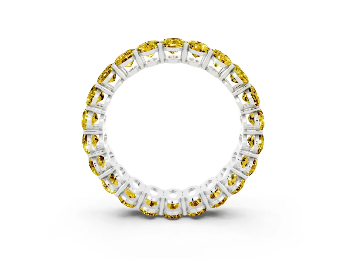 Oval Cut Yellow Sapphire Eternity Band with Shared Prong Setting Silver
