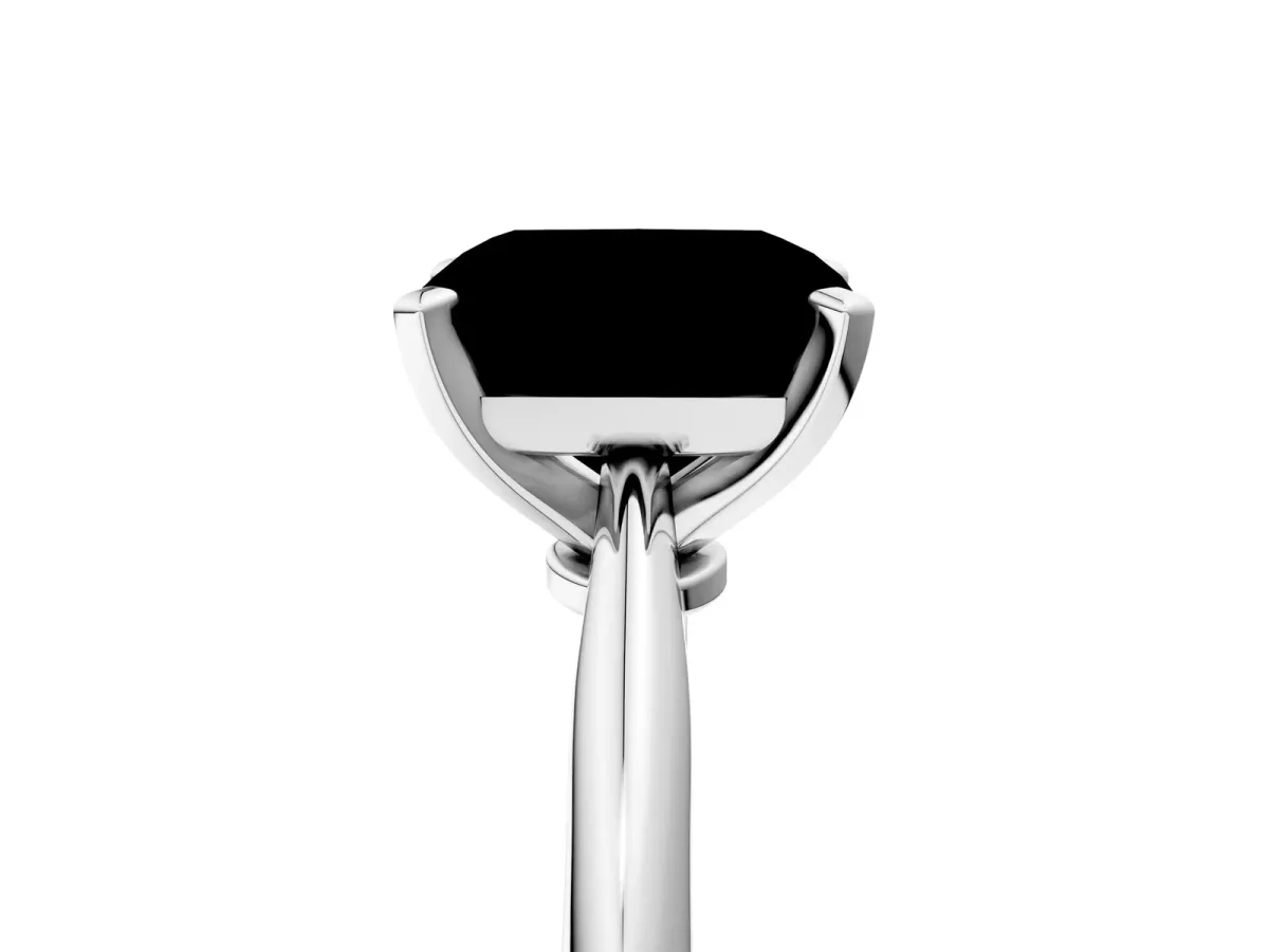 Fancy Yellow Radiant Cut Diamond Solitaire Engagement Ring with Classic Band and Four-Prong Setting Silver