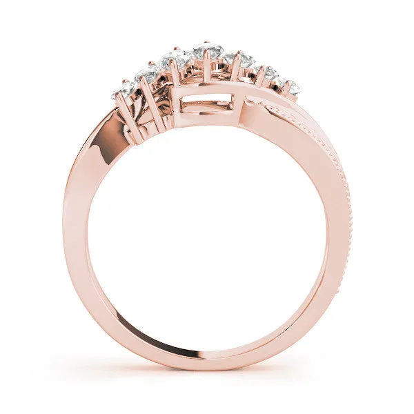 Marquise Cluster Diamond Leaf Band with Shared Prong Setting Rose gold