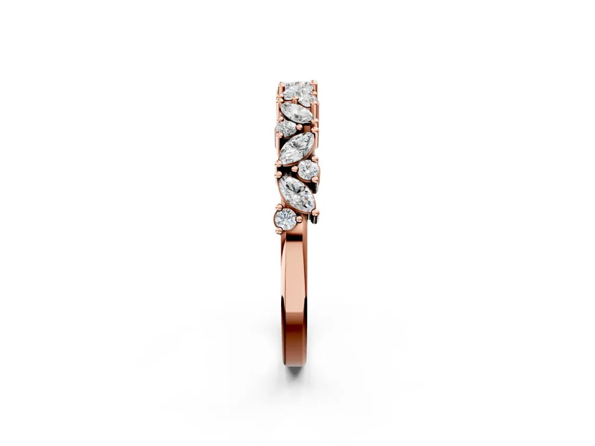 Marquise and Round Diamond Vine Eternity Band with Prong Setting Rose gold