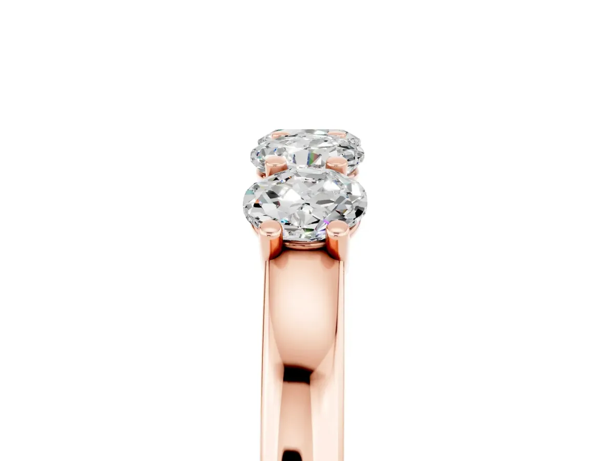 Four-Stone Round Moissanite Prong-Set Band Rose gold