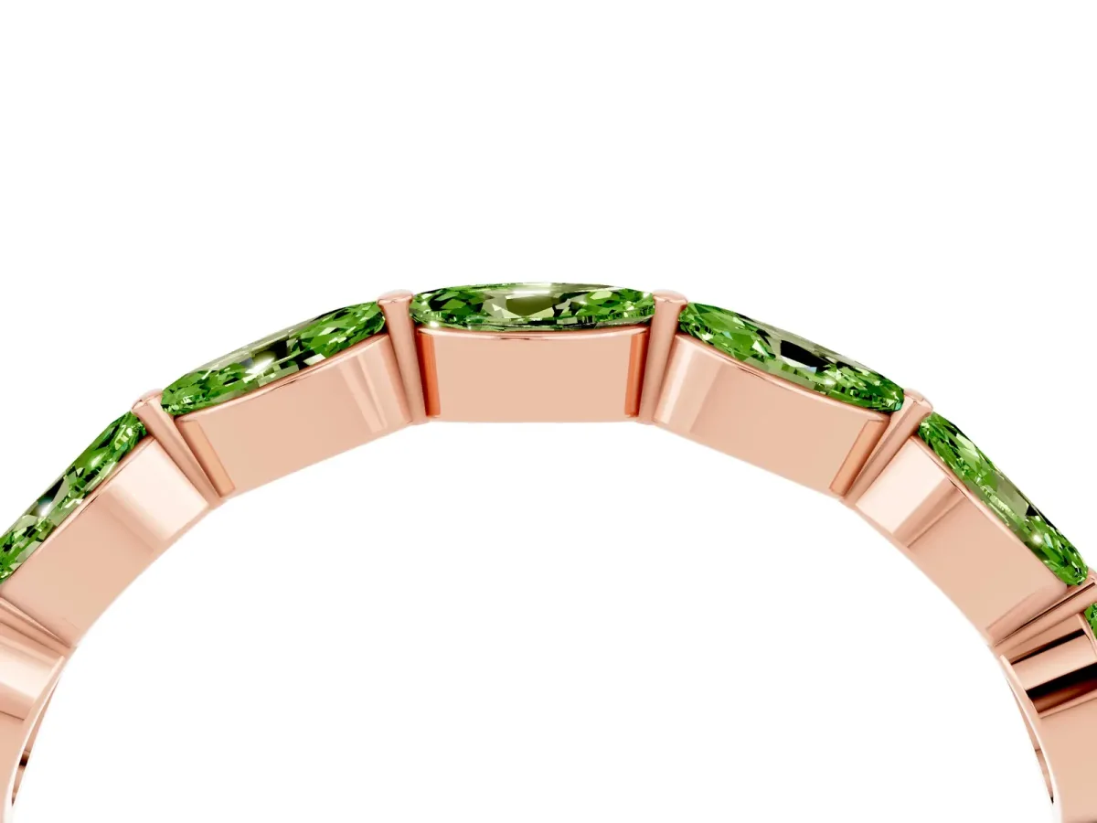 Marquise Peridot Half Eternity Band with Prong Setting Rose gold